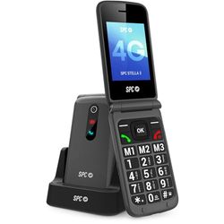 SPC Stella 3 - Flip mobile phone for seniors with 4G | Large menu and keys | SOS button, remote configuration, hearing aid compatible, 103 dB volume | Charging base and 3 one-touch quick dials, black