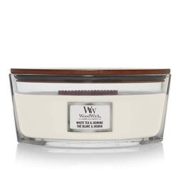 WoodWick vela aromática em forma de elipse, chá branco com jasmim
