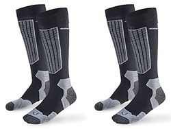 Black Crevice Merino skisokken voor dames en heren, merinosokken in verschillende kleuren en maten, ergonomische thermische sokken voor dames en heren, temperatuurregulerend en ademend, 2 paar, zwart/wit, 43-46 EU