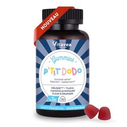 VITAVEA BIEN-ETRE - Gummies P'tit Dodo - Triple action : Sommeil, Détente, Relaxation - Sans mélatonine et sans accoutumance - Spécial Enfants à partir de 3 ans - 30 Gummies sommeil - Goût Framboise