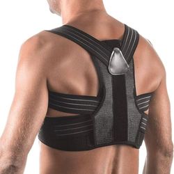 Avilia Aanpasbare houdingscorrectie, ademend, met stevige en flexibele ondersteuning, van polyester, schuim en elastisch, uniseks, 115 cm, zwart