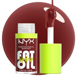 NYX Professional Makeup Gloss Labbra, Finish Cremoso e Lucido, Fino a 12H di Idratazione, Maxi Applicatore, Con Squalano, Olio di Lampone e Camemoro, Fat Oil Lip Drip, Tonalità: Inside Scoop