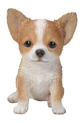Hi-Line presente Ltd Chihuahua cachorro estátua, castanho/branco