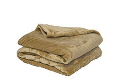 Couverture Polaire Polyester Beige 220 x 240 cm - POYET MOTTE - Gamme MICROFLANELLE