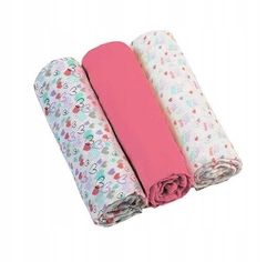 Babyono Muslin Nappies Super Soft Muslin Nappies 70 x 70 cm (Pack of 3), Burp Cloths (Pink/Hearts)