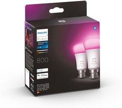 Philips Hue White and Colour Ambiance 2 Lampadine LED Smart, Attacco a Baionetta B22, Luce Bianca o Colorata, Dimmerabile, 6.5W