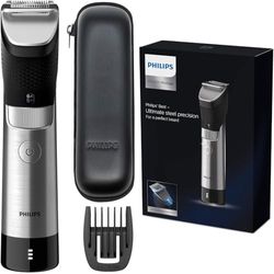 Philips Tondeuse à Barbe Series 9000 Prestige pour Une Précision Inégalable Avec Sabot Métallique Clipsable (Modèle BT9810/15)