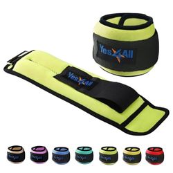 Yes4All Pols- en enkelgewichten voor dames, paar 0,45-4,5 kg, verstelbare riem voor wandelen, joggen, pilates, gym, fitness, workout (1,36 kg x 2, limegroen)
