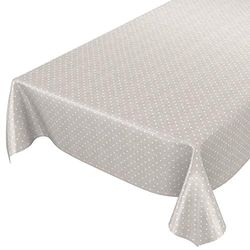 ANRO - Toalha de mesa de bolinhas bege 160 x 140 cm, borda de corte
