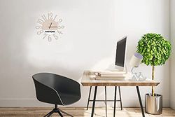 Homemania Klok Link – wanddecoratie, rond – voor woonkamer, keuken, kantoor – zand, wit, zwart, van metaal, 40 x 0,15 x 40 cm