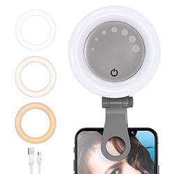 Video Conference Lighting, Selfie Ring Light with Clip Dimmable Webcam Light, Laptop Light for Remote Working, Distance Learning, Webcam and Zoom Calls and Live Streaming (Gray)