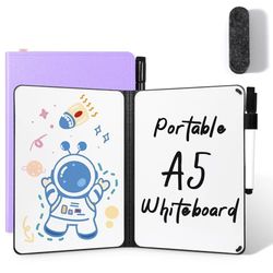 AGM A5 Portatile Lavagna Cancellabile, bifacciale scrivibile, con Pennarello, Scrive Senza Intoppi per Studio, Bozza, Appunti, Nessuna magnetiche