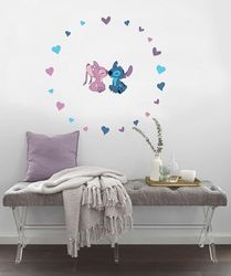 Komar Väggtatuering – stitch och ängel Cutie – storlek 50 x 70 cm – Disney, väggklistermärken, barnrum, klistermärken, färgglada