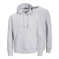 JACK & JONES Sweatshirt voor heren, lichtgrijs gemêleerd/verpakking: capuchon + crew, S