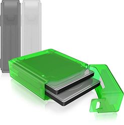 ICY BOX Set van 3 dubbele harde schijven box voor 2,5 inch HDD/SSD voor bescherming of opslag, stapelbaar, met tekst, hardcase cover, meerkleurig