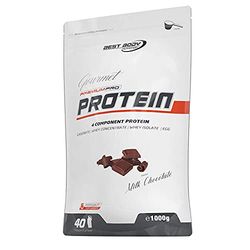 Best Body Nutrition Gourmet Premium Pro Protein, Chocolat, Shake protéiné à 4 composants: Caséinate, concentré de whey, isolat de whey, protéine d'œuf, sachet zippé de 1 kg