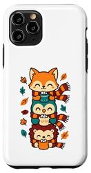 Foulard d'automne Motif Renard, Chouette, hérisson, Cacao Chaud Coque pour iPhone 11 Pro
