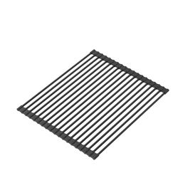 QUADRON alfombrilla para fregadero de silicona y acero | tamaño 43 x 32cm color: Pure Carbon | multifuncional resistente a la temperatura | QMAT para la cocina | alfombrilla protectora para fregadero