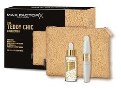 Max Factor, Cofanetto Regalo Donna Teddy Chic, Pochette in morbido tessuto teddy con Miracle Pure Serum + False Lash Effect Lash Serum