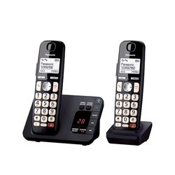 Panasonic KX-TGE822EB Digital Cordless Phone About 40 minutes Answering Machine with Nuisance Call Block and Dedicated Key, Amplified Sound Double