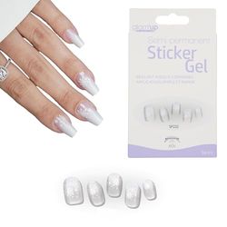 Glam'Up Paris - Sticker Gel Semi-Permanent - Vernis Gel Adhésif - Qualité Professionnelle - Longue Tenue jusqu’à 3 Semaines - Application Simple et Rapide - 16 pièces - N°SP232 - Flocons