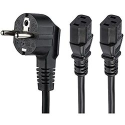 StarTech.com Cable de 2m de Alimentación en Y para Ordenador, 18AWG, EU Schuko a 2x C13, 10A 250V, Cable de Alimentación de CA de Repuesto, para Impresora, para Monitor, UL (PXT101YEU2M)
