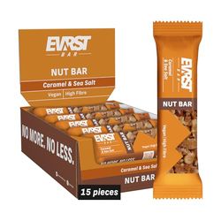 EVRST Nut Bar Caramel And Sea Salt 15 x 35g Bars, 190kcal Per Bar, Gluten Free, High Fibre, Free From Palm Oil, Without Artificial Flavours and Colours, Natural Protein