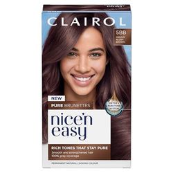 Clairol Nice n’ Easy Pure Brunettes Hair Colour | Pure and Rich Brown Tones | Smooth, Natural Hair Colour | With Pre-Colour Serum | 100% Grey Coverage | 5BB Medium Blush Brown| Permanent Hair Dye
