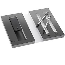 Lamy 1230492 Set Retractable Ball Pen and Mechanical Pencil with Leather Case in Gift Box M 205/105 Silver/Black