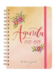 Finocam The Flower Journal 2025/2026, weekoverzicht, horizontale weergave, september 2025 - augustus 2026 (12 maanden), roze, Spaans