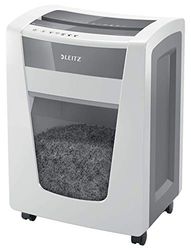 Leitz IQ Office Pro 80102000 - Distruggidocumenti CH, microtaglio, livello di sicurezza P6+, capacità 5 fogli, contenitore per rifiuti da 30 l, con spina svizzera, colore: Bianco