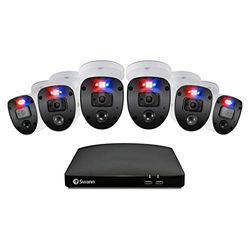 Swann Home DVR Security Camera System with 1TB HDD, 6 Camera 8 Channel, 1080p Full HD Video, Indoor & Outdoor Wired CCTV, Colour Night Vision, Heat Motion Detection, Spotlights, Flashing Lights