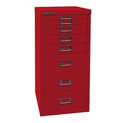 Bisley L298670 MultiDrawer, Serie 29, DIN A4, 8 cajones, Metal, 670 Rojo Cardinal, 38 x 27.9 x 59 cm