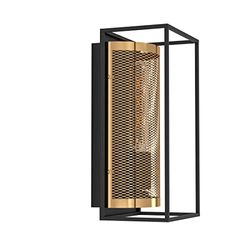 EGLO Nohales - Lampada da parete, applique a griglia per interni, lampada per il corridoio in stile industriale in metallo nero e ottone, lampada da parete e soffitto, attacco E27