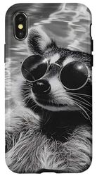 Cute Racoon wearing Sun Glasses in a Pool Case for iPhone X/XS