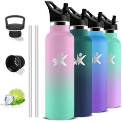 Borraccia Termica, Borraccia 1 litro, Senza BPA, Borraccia con Cannuccia, Senza Perdite, Bottiglia Termica, Borraccia Acciaio Inox, Isolato Sottovuoto, Borracce per Campeggio, Escursionismo, Sport