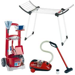 Theo Klein 6792 Vileda Cleaning Trolley with Vacuum Cleaner and Drying Rack