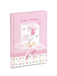 Journal souvenirs du nouveau-né 17 x 24 cm, Cigogne Sont Arrivée Rose