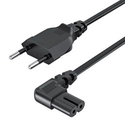 GlasFlength 3M Cable de Alimentación EU 2 Enchufe a 90 Grados, Cable Alimentacion C7 Cable Gráfica 8 Compatible con Samsung Philips LG Sony Sharp Panasonic LED TV Sky High Tech TV PS4 - Negro