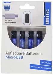 Oplaadbare batterij via micro-USB, 4 x AAA incl. oplaadkabel met 2 USB-poorten