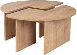 Stijlvolle eiken koffietafel, diameter 90 cm, hoogte 41 cm, 100% melamine gecoat deeltjesbord, 18 mm dik, perfect voor moderne woonkamers en gezellige ruimtes
