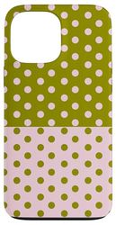 Pois Vintage Boho Estetica Verde Oliva Rosa Punteggiato Custodia per iPhone 13 Pro Max