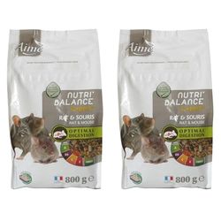 Aime Aliment Complet Rat et Souris, NUTRI'BALANCE Expert, Repas Premium varié vitamines et Digestion optimale, 800G (Lot de 2)
