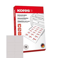 Kores L10542 10,5 x 4,23 cm A4 universaletiketter – vit (paket med 100 ark)