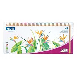 MILAN® Caja metálica 48 lápices de colores mina gruesa Ø 3,5 mm hexagonales