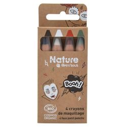 GRIM'TOUT - Set di 4 matite per il trucco del viso Nature - Certificato biologico - Trucco per feste per bambini e adulti: compleanno, Halloween, Carnevale, fiera - BOOH Colors!