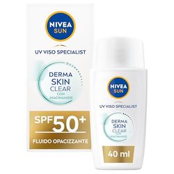 NIVEA SUN Derma Skin Clear Crema Solare Viso SPF50+ da 40 ml, Protezione solare con complesso Anti-Imperfezioni + Niacinamide, Crema viso SPF 50+ in fluido ultra leggero