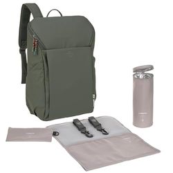 LÄSSIG Baby skötryggsäck med skötunderlag, barnvagnsfäste och flaskhållare/GRE Slender Up Backpack oliv