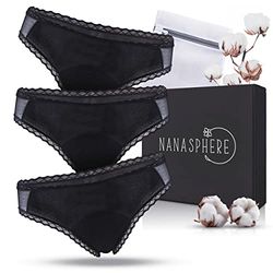 Set Van 3 Ultra-Absorberende Menstruatieslips, Biologisch Katoen + Waszak Voor Zware Bloeding Wasbaar (DE/NL/SE/PL, Alfabetisch, XL, Regular, Regular, Zwart)