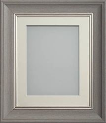 Frame Company Drummond Gunmetal Grey Photo Frame, Ivory Mount, 6x4 for 5x3 inch, fitted with perspex